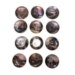 Thomas Kinkade Simpler Times Plate Set of 12 5.75" Complete w/COA +‎ Teapot